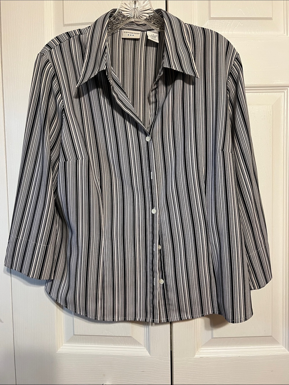 Covington Black and White Striped Button-Down Shirt
